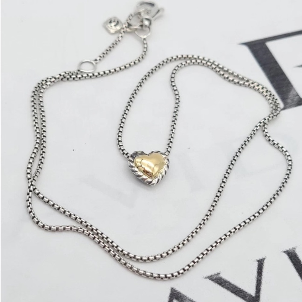 Sold David Yurman Cable Cookie Classic Heart Necklace with 18kt Gold Heart - Picture 7 of 9
